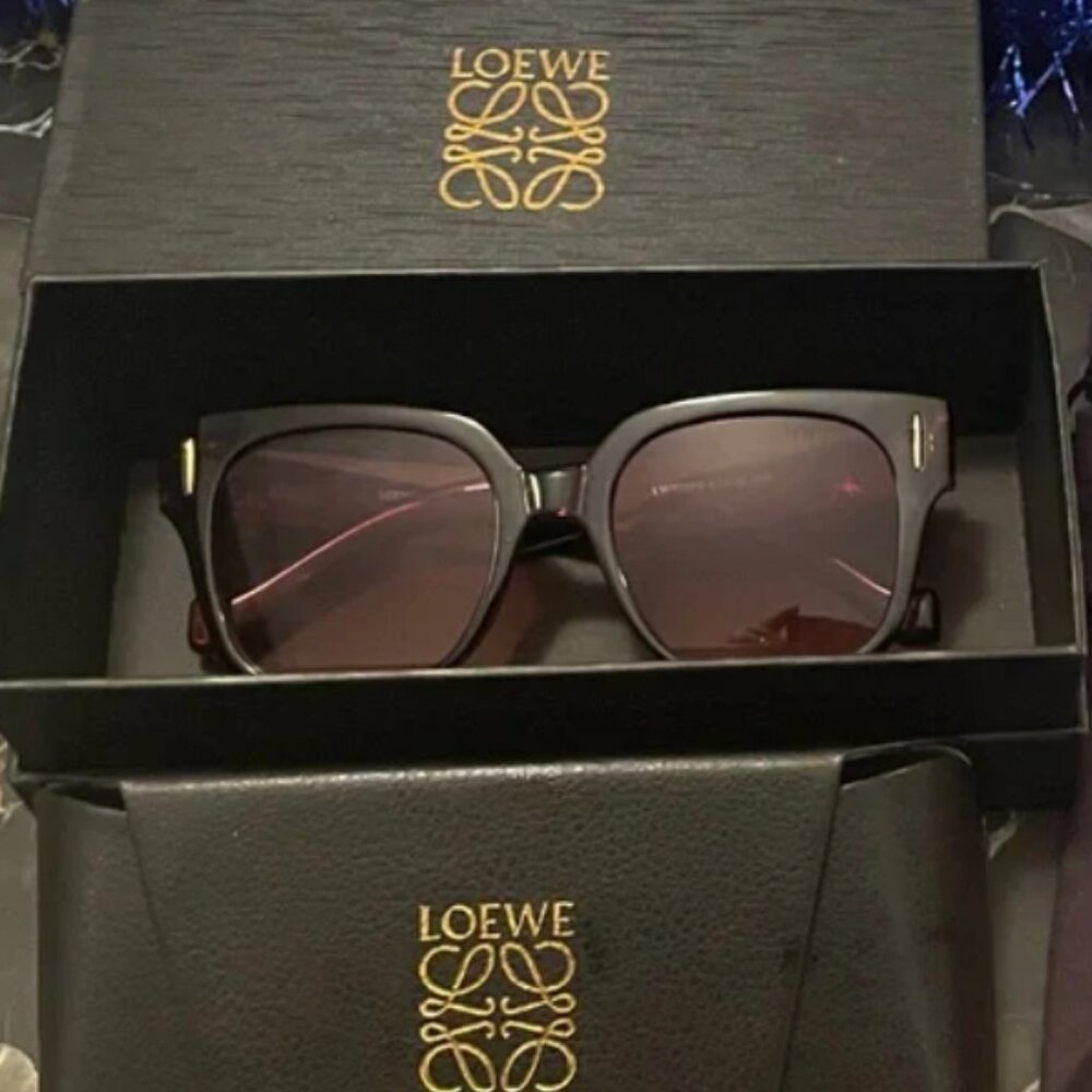 Loewe Dark Brown Sunglasses with Gold Accents